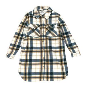 Sabrina Lauren New York Fleece Plaid Flannel Button Down Shacket